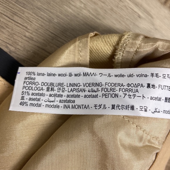 New Massimo Dutti Wool Suit Trouser Pants With Central Seam Tan Cream - Picture 10 of 13